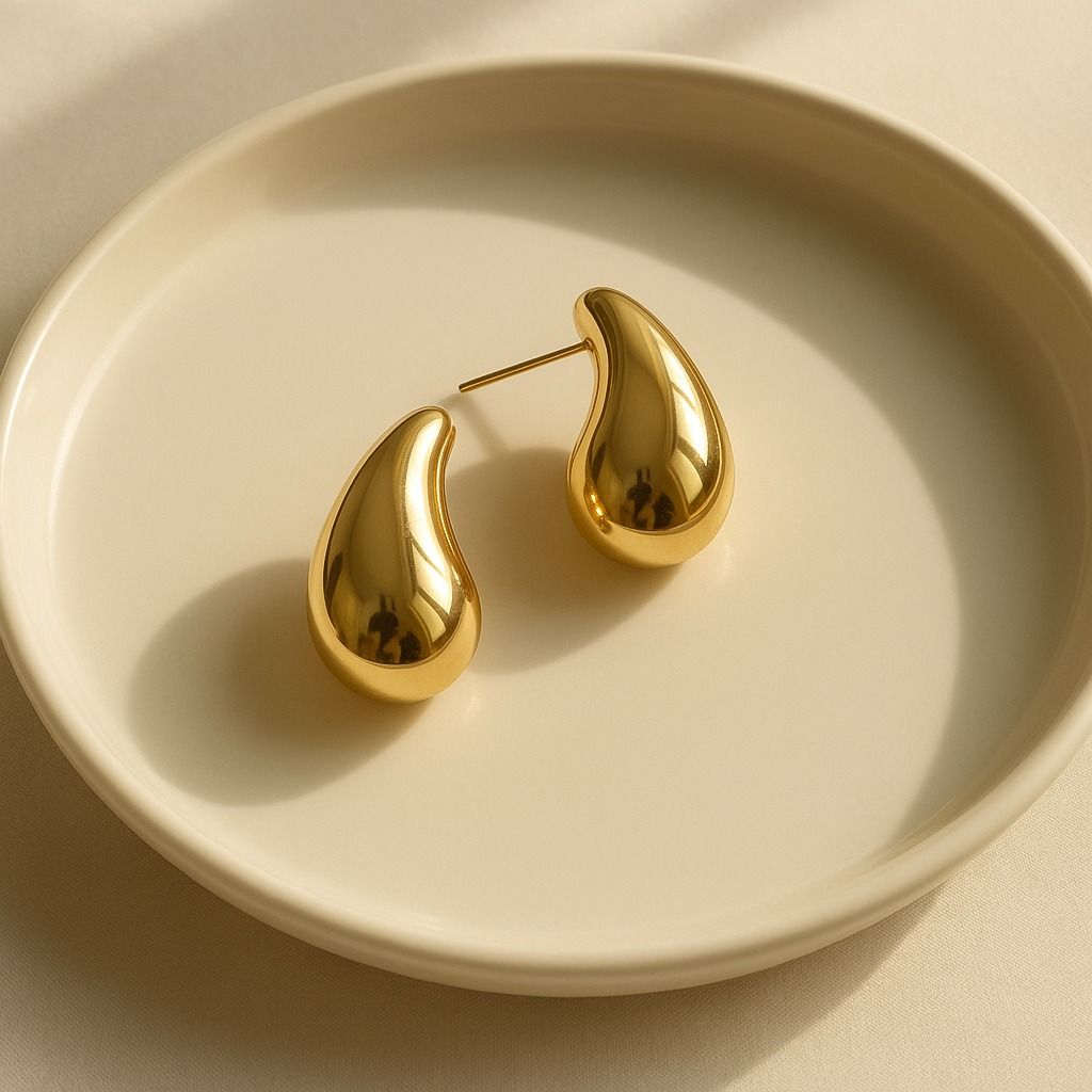 Elegant Gold Teardrop Earrings by LitAuraa
