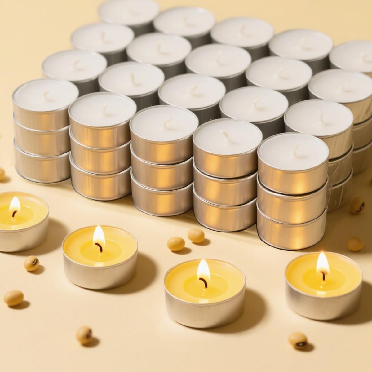 LitAuraa Candle Wax Unscented Tealight Candles Pack of 100 for Diwali Decoration