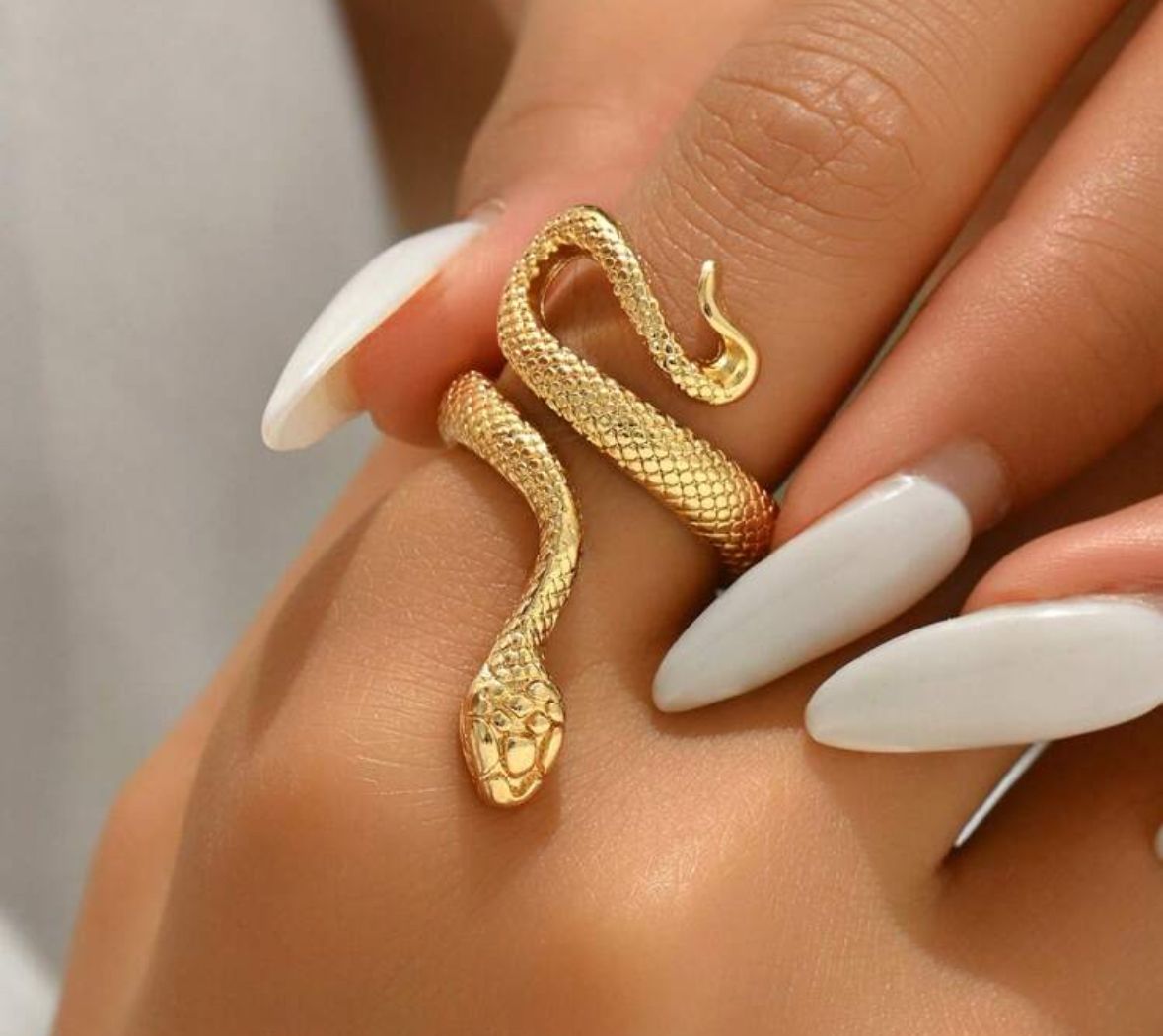 Snack Ring Golden Color Stainless Steel Snake Ring