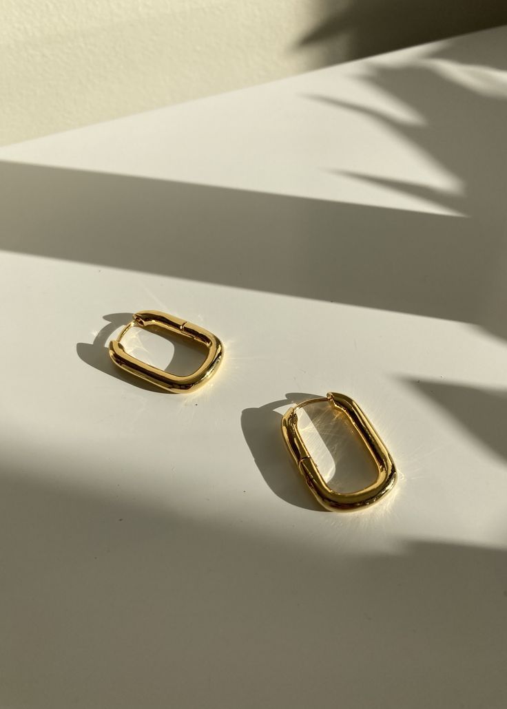 Gold Dipped Oblong Hoops
