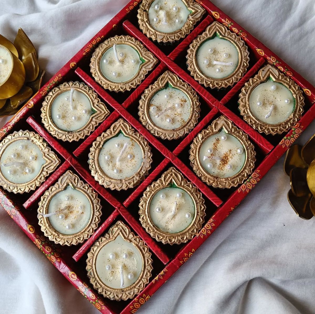 Royal Diya Candle Gift Set – Pack of 12