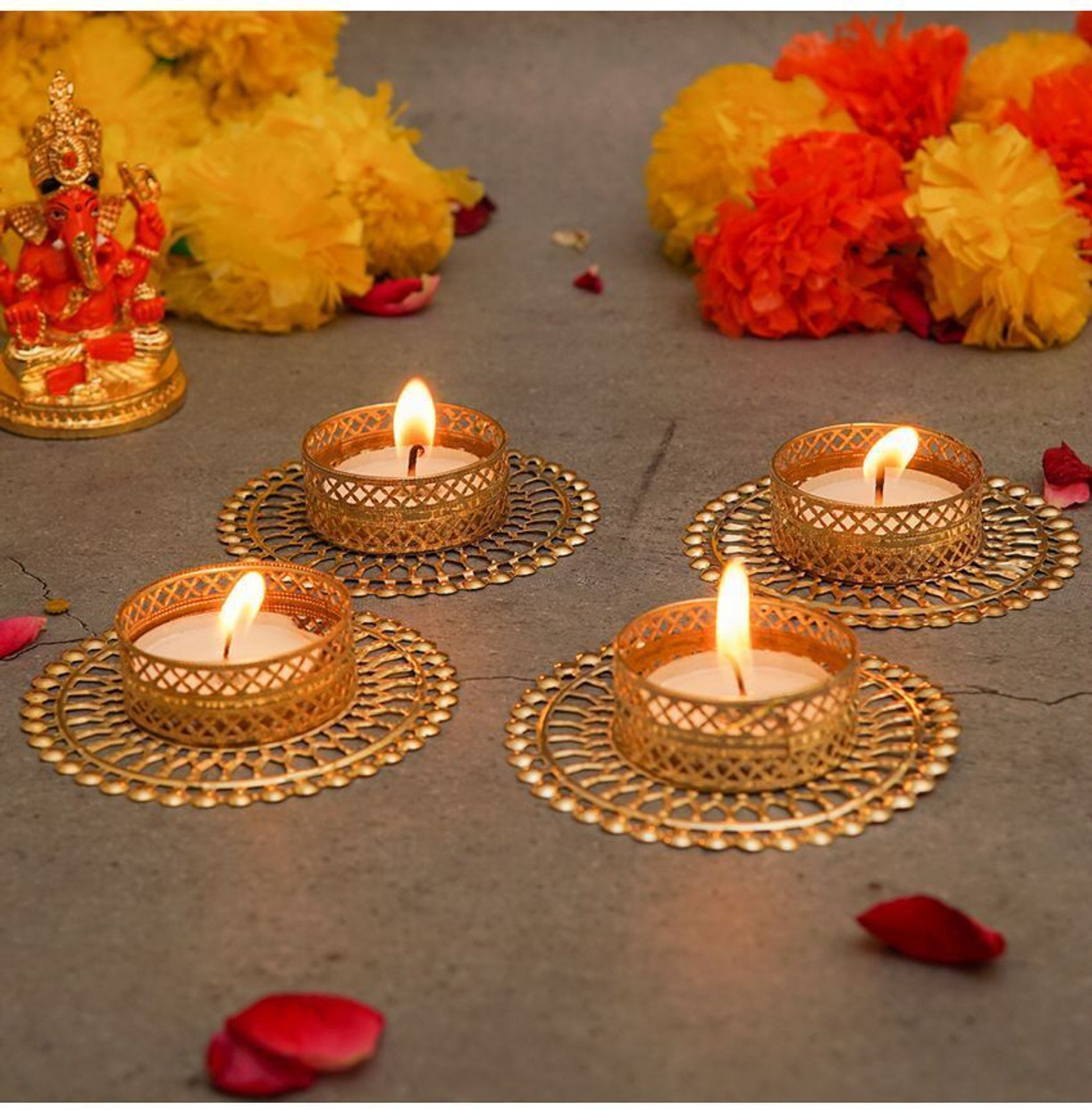 Golden Diya Floating Candles – Set of 6
