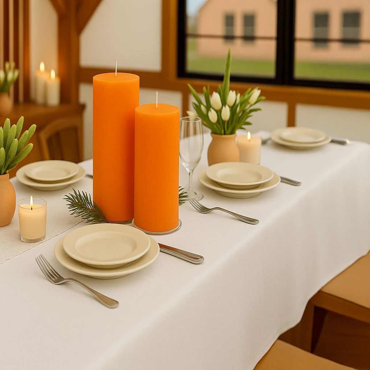 Marigold Festive Pillar Candle – Set of 2