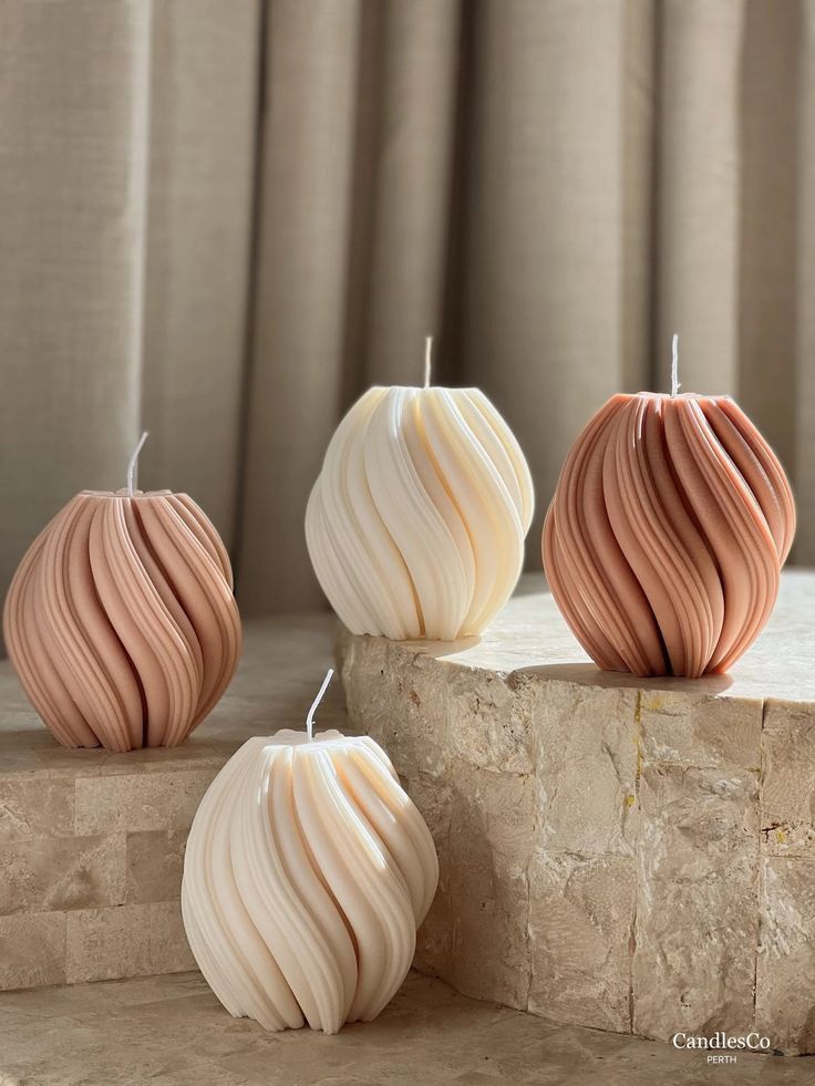 Modern Ribbed Sculptural Candle