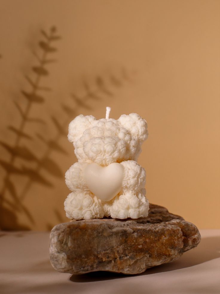 Heart Teddy Bear Candle