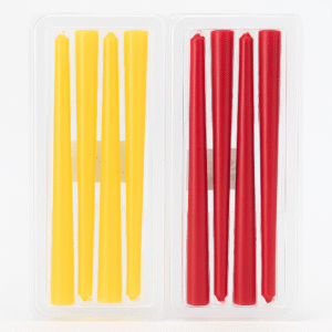 Litauraa Elegant Taper Candles – Pack of 4 Long Burning Decorative Candles for Home, Parties & Celebrations (Yellow & Red)